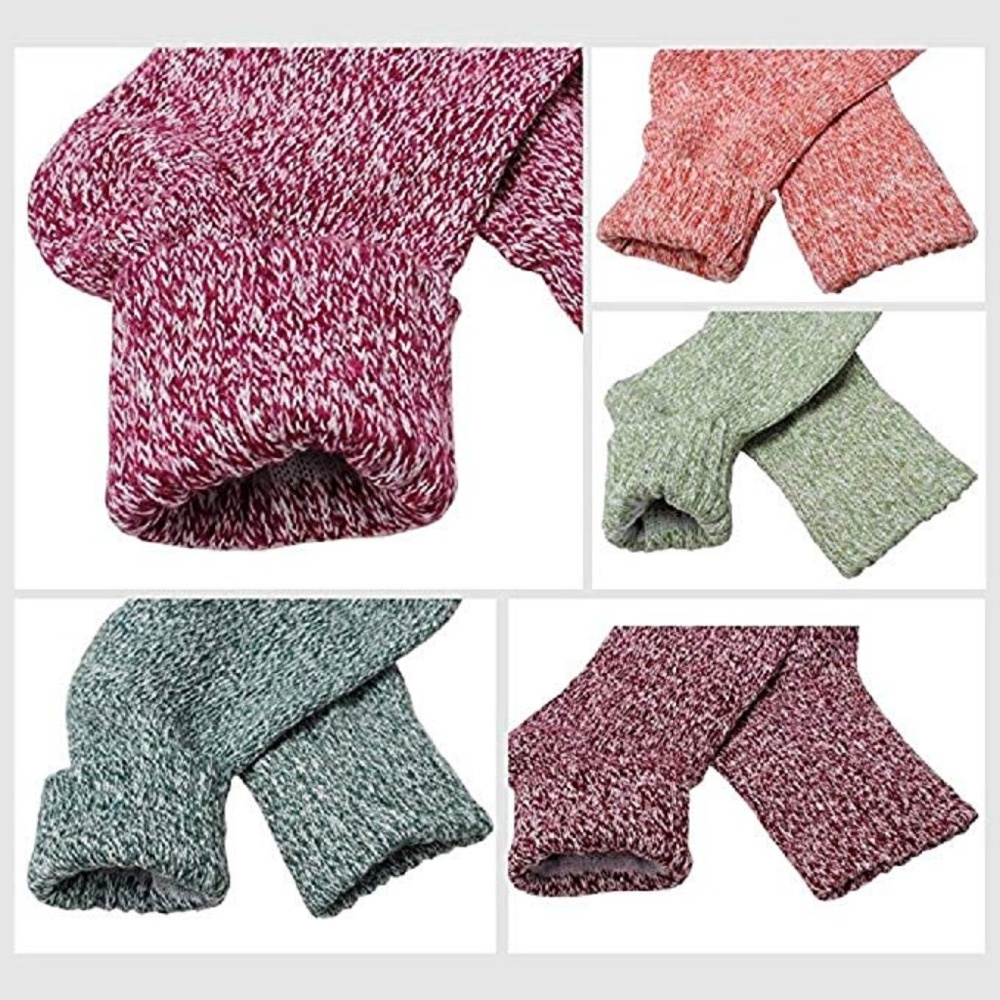 5 Pairs a set Womens Winter Knit Crew Socks - Picture 3 of 8